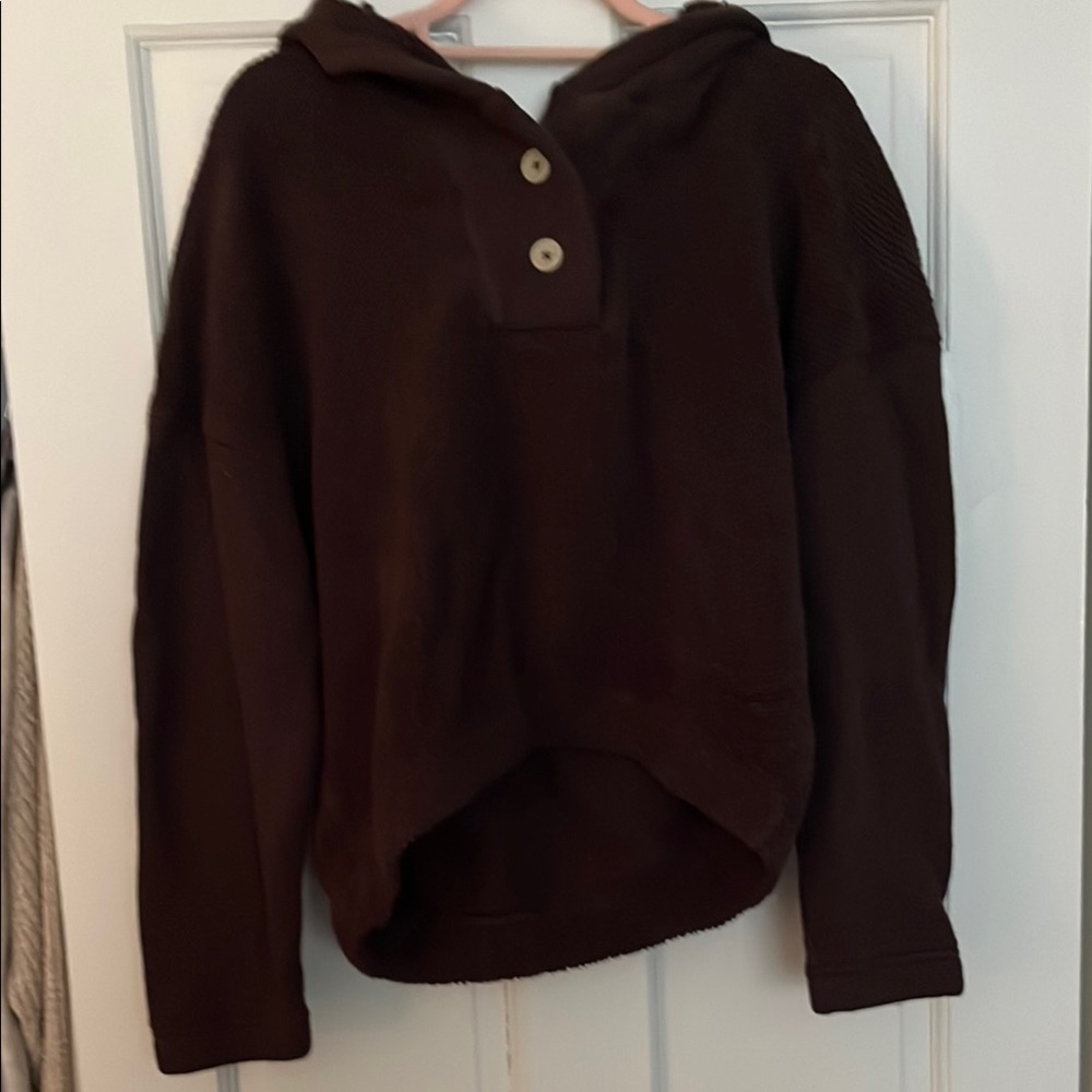 Cozy Brown Henley Sweatshirt